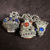 Etruscan Revival Style Multi Colored Gemstone Charm Bracelet L90. This item is in good pre-owned Image - 4