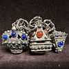 Etruscan Revival Style Multi Colored Gemstone Charm Bracelet L90. This item is in good pre-owned Image - 6