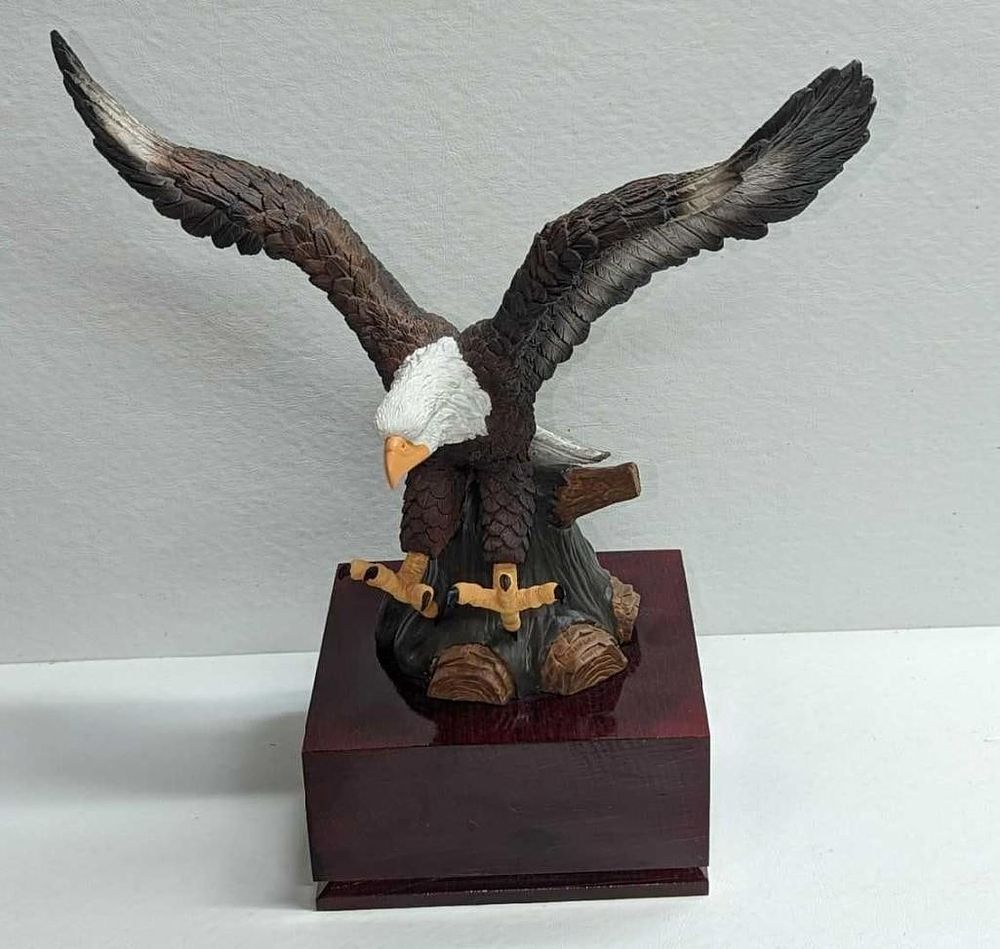 Lot 439: Hand Painted Resin Bald Eagle On Base