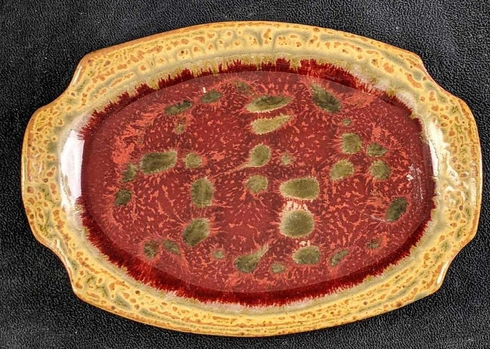 Lot 497: Vintage Ray Studio Pottery Oval Serving Tray