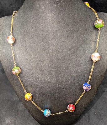 Vintage Italian Murano Colorful Art Glass Bead Necklace FFFFF. Vintage Italian Murano Art Glass 