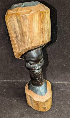Vintage Hand Carved African Style Ebony Female Bust B. This is approx 4 1/2" x 4 1/2" x 10" and 