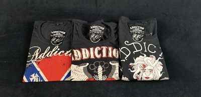 Geniune Addiction Motorcycle Clothing Lot Z. Genuine Addiction brand t-shirts by Motorcycle 