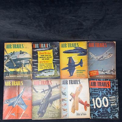 Air Trails Aviation Plane Magazine 1951 Lot of 8 Eight Magazines Collection Set. Air Trails 
