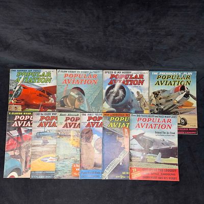 Flying and Popular Aviation Magazine 1939 Lot of 10 Ten Magazines Collection Set. This 1939 