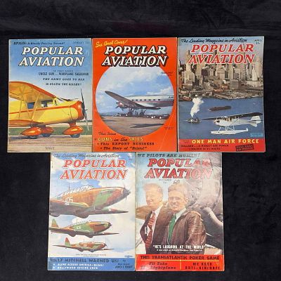 Flying and Popular Aviation Magazine 1938 Lot of 5 Five Magazines Collection Set. This 1938 