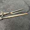Two Piece Sterling Mounted Antler Carving Set Knife Sharpener and Fork. Each handle mount is Image - 2