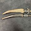 Two Piece Sterling Mounted Antler Carving Set Knife Sharpener and Fork. Each handle mount is Image - 3