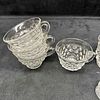 Fostoria American Clear Glass Set Salt Cellar Pitcher Spoons and Cups Lot of Ten. This Fostoria Image - 1