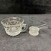 Fostoria American Clear Glass Set Salt Cellar Pitcher Spoons and Cups Lot of Ten. This Fostoria Image - 2