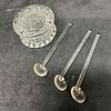 Fostoria American Clear Glass Set Salt Cellar Pitcher Spoons and Cups Lot of Ten. This Fostoria Image - 4