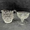 Fostoria American Clear Glass Set Salt Cellar Pitcher Spoons and Cups Lot of Ten. This Fostoria Image - 7