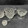 Fostoria American Clear Glass Set Salt Cellar Pitcher Spoons and Cups Lot of Ten. This Fostoria Image - 8