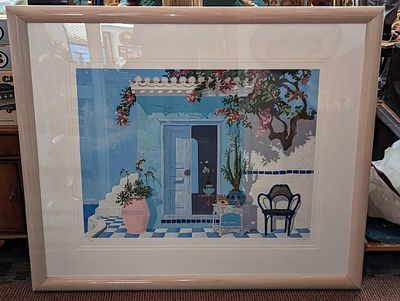 Framed S&N John Kiraly Door To The Agean Print. Framed S&amp;N John Kiraly Door To The Agean 
