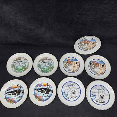 Sea World Commemorative Collectors Plate Set Lot of Nine 9 Plates Sea Creatures Animals. This 