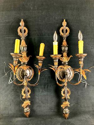 Pair of Wall Mount Incandescent Luminaires Tropical Style. Up for auction is a pair of 