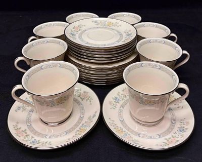 24pc Discontinued Gorham Cherrywood Teacups Saucers and Butter Plate Set. This lot consists of 