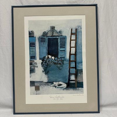 Framed Rosina Wachtmeister Signed Foil Enhanced Lithograph. Looks like her "Via Galileo Galilei 