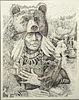 Framed Richard D Harris S&N Bear Hatted Man Print. Framed Richard D Harris S&amp;N Bear Hatted Image - 1