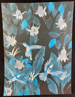"Birds of Paradise III" Lithograph Lithograph print titled Birds of Paradise III , signed and 