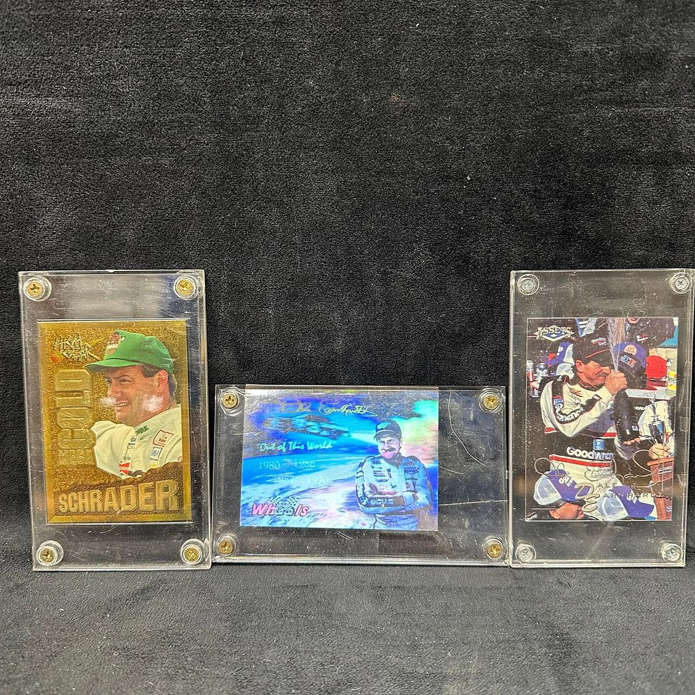 Lot 160: Ken Schrader and Dale Earnhardt Sr. NASCAR Trading Card Lot High Gear Wheels and Assets Inserts