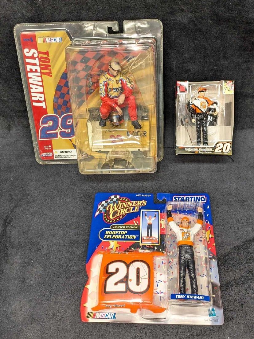 Lot 162: 3 NASCAR Tony Stewart Figures And Ornament