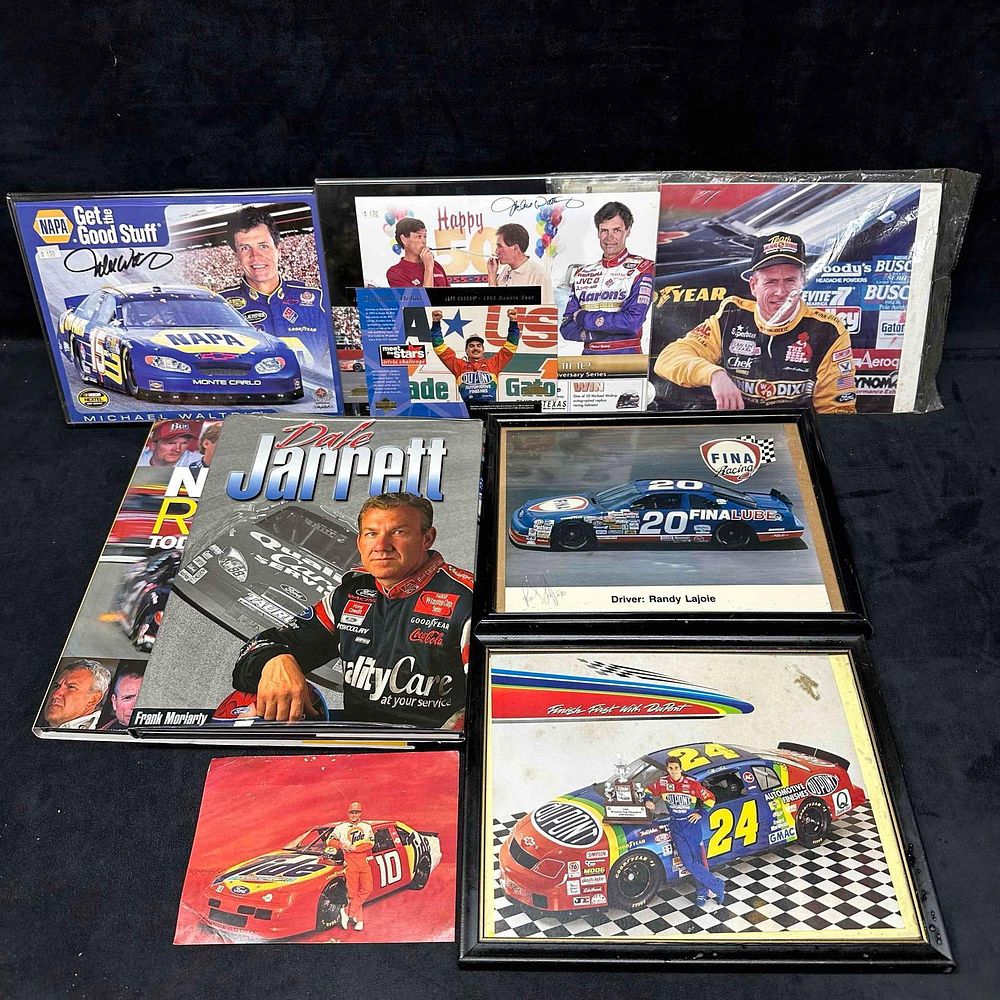 Lot 166: NASCAR Books Photos Signed Photo Micheal Waltrip Signatures Autographs Jeff Gordon Set of Eight