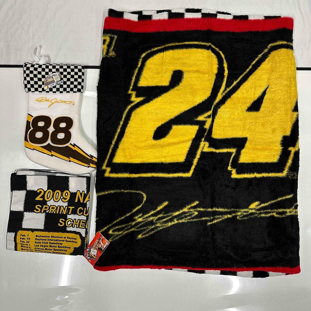 Lot 167: NASCAR Sports Memorabilia Blanket Christmas Stocking Handkerchief Set Jeff Gordon 24