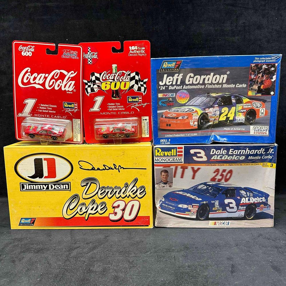 Lot 168: Revell NASCAR Collectible Vehicle Stock Car and Model Kit Set Jimmy Dean Coca Cola Five 5 Cars