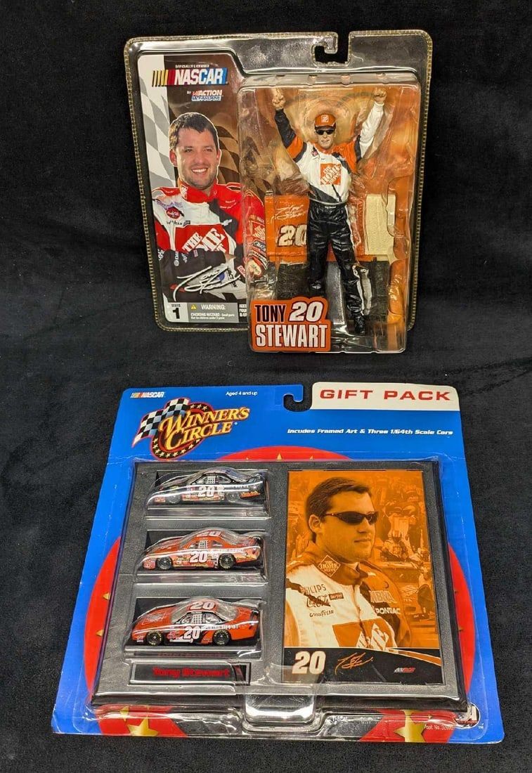 Lot 170: NASCAR Tony Stewart Action Figure And Die Cast Cars