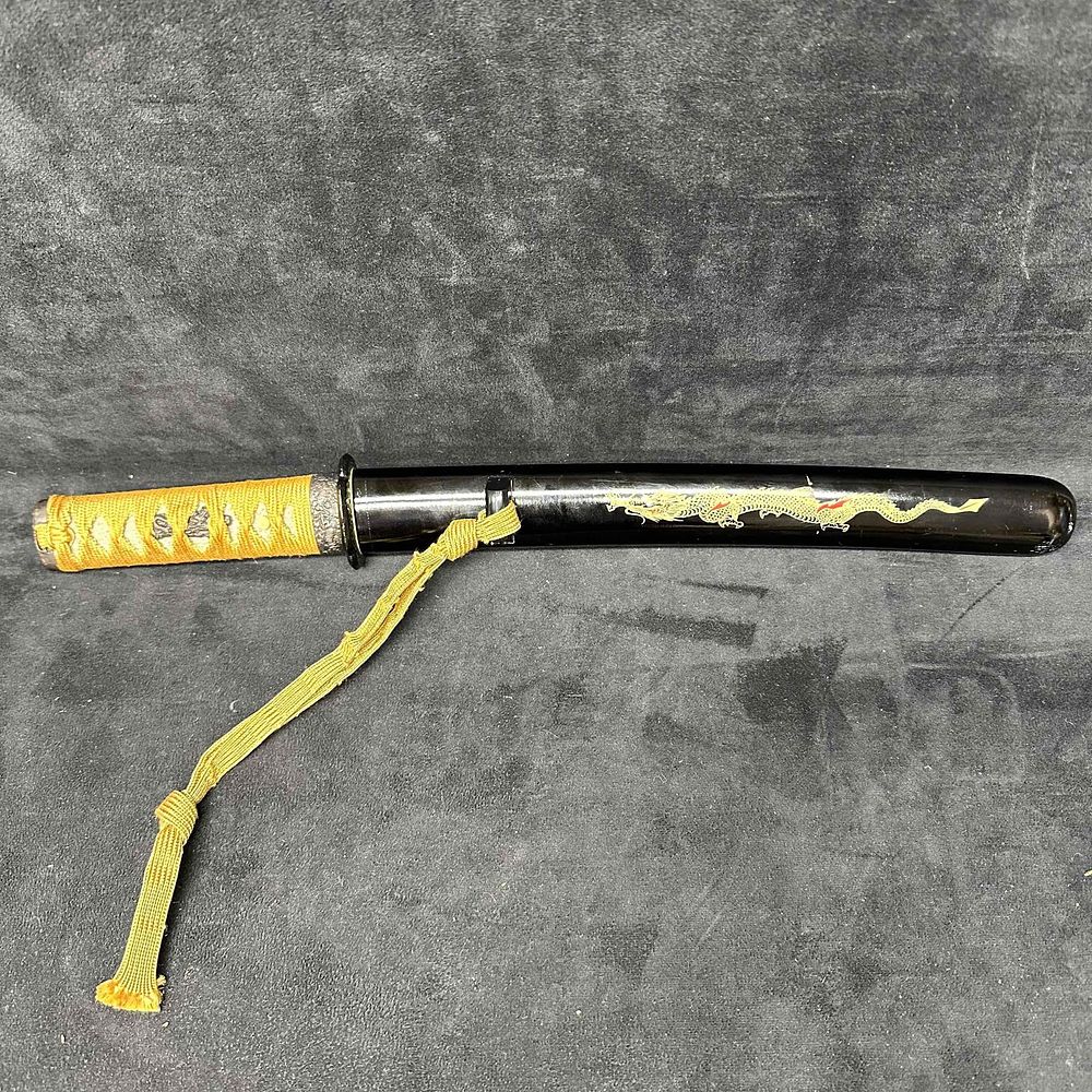 Lot 172: Dragon Gold Black Colored Katana Short Sword Dagger Small