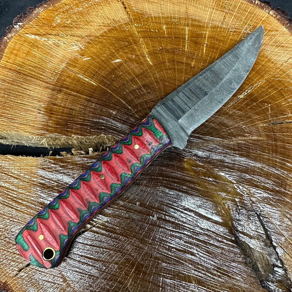 Lot 234: MHS Cutlery Fixed Steel Blade Knife P72 Purple Red Green Handle