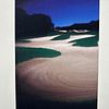 Fine Art Print Lithograph Golf Course Nightscape Dark Blue Sunset Bunker Landscape GC3. High-qual Image - 2