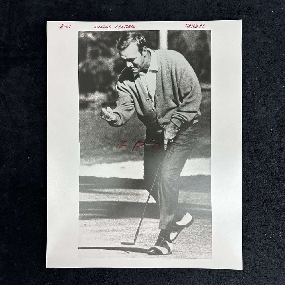 Lot 374: Arnold Palmer Classic Golf Pose Black and White Analog Photograph Print on Pearl RC Paper