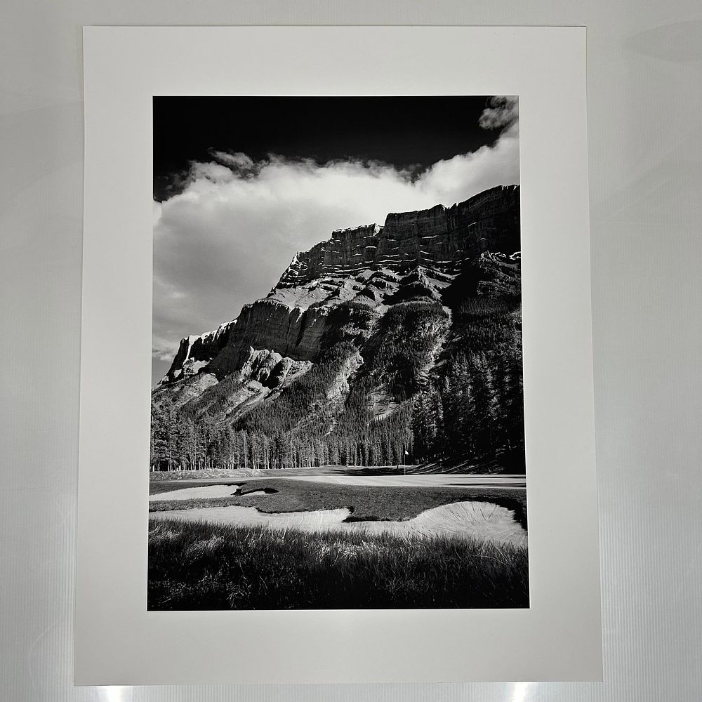 Lot 474: Black and White Landscape Photograph Print Mountain and Golf Course Scene Large Format B