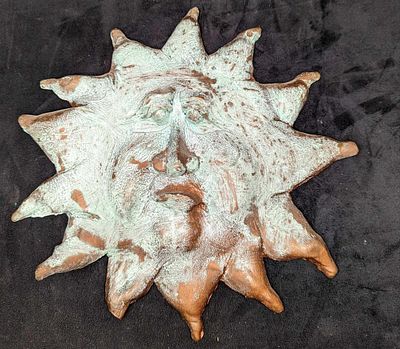 Vintage Wall Art Pottery Sun. This is approx 14 1/2" x 2" x 14 1/4" and it weighs 1.06lb. This 