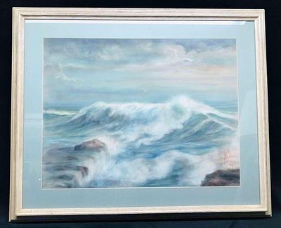 Framed Helen Terry 84' Beach Print. This lot contains a Framed Helen Terry 84' Beach Print. The 