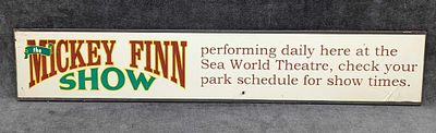 Mickey Finn Show Sea World Theme Park Sign Prop. Here is a sign once used to announce the 