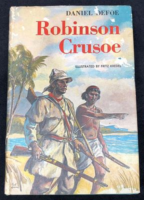 "The Life and Adventures of Robinson Crusoe" by Daniel Defoe - 1945 Vintage Hardcover. "Robinson 