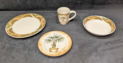 Retired American Atelier West Indies Set Of Plates Bowls And Cups. This lot of discontinued 