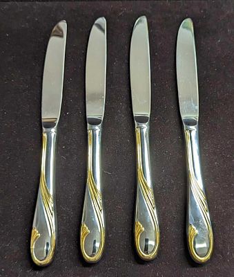 4 Retired Gorham Golden Swirl Dinner Knives A. This series was released by Gorham Silver from 