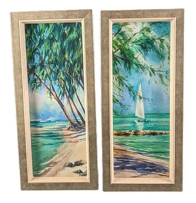 Two Framed Lois Brezinski Beach Sailing Prints. Here are two framed prints based on artist Lois 