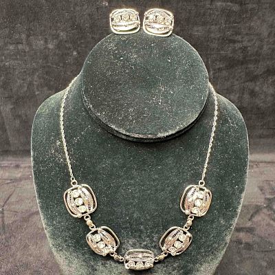 Sorrento Sterling Silver Cubic Zirconia Accent Necklace and Screw Back Earrings Set. These items 