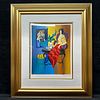 Itzchak Tarkay Lady in Red Shawl Blue and Yellow Wall Framed Serigraph Limited. Limited Edition Image - 6