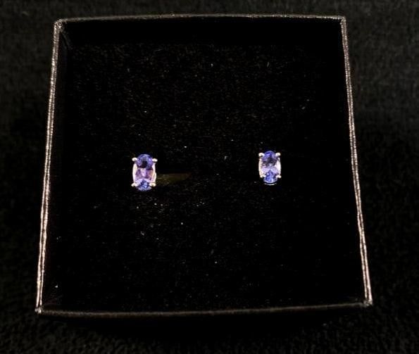 Silver Tanzanite Stud Earrings 
These beautiful tanzanite solitaire earrings are made of .925 