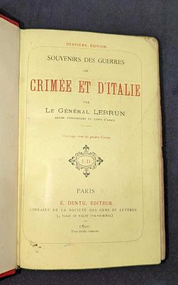 1890 Souvenirs des Guerres de Crim&eacute;e et d'Italie. 1890 Souvenirs des Guerres de Crimee et 