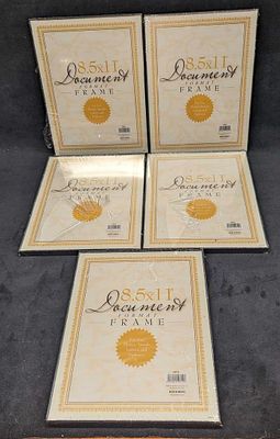 5 8.5" x 11" Document Format Frames. Each plastic frame is approx 8 5/8" x 1/2" x 11" and 