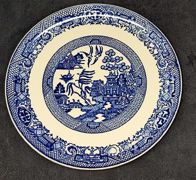 Vintage Blue Willow China 9" Plate. The backing does not have any company stamp. The plate is 