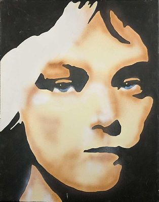 Original Acrylic Airbrush On Canvas Girl. Original painting of a girl on canvas. It appears it 
