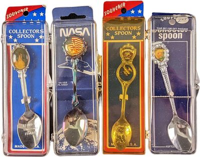 Four Vintage Silver Plate Souvenir Spoons NASA Florida. This lot includes: 
(1) NASA Kennedy 